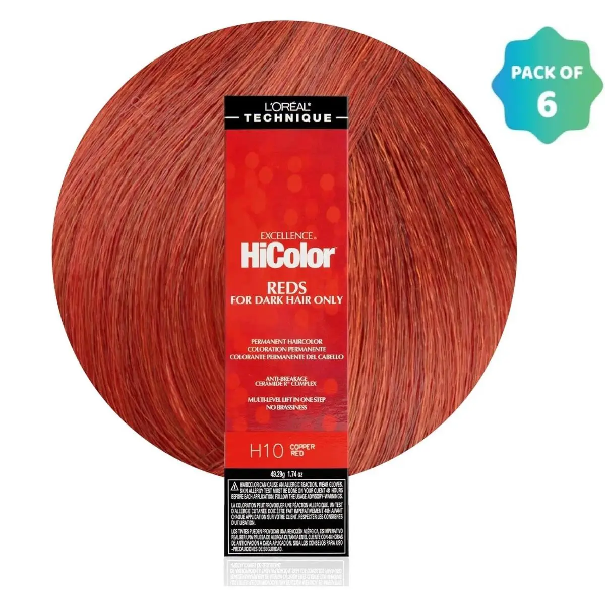 L`oréal 6 Pack L’oreal Hicolor Permanent Hair Color For Dark Hair H10 Copper Red