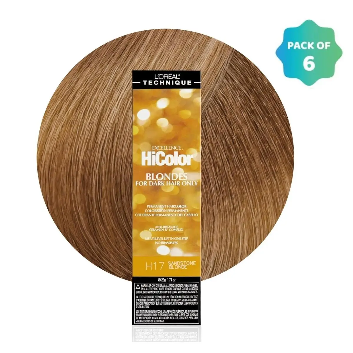 L`oréal 6 Pack L’oreal Hicolor Permanent Hair Color / Dark Hair H17 Sandstone Blonde