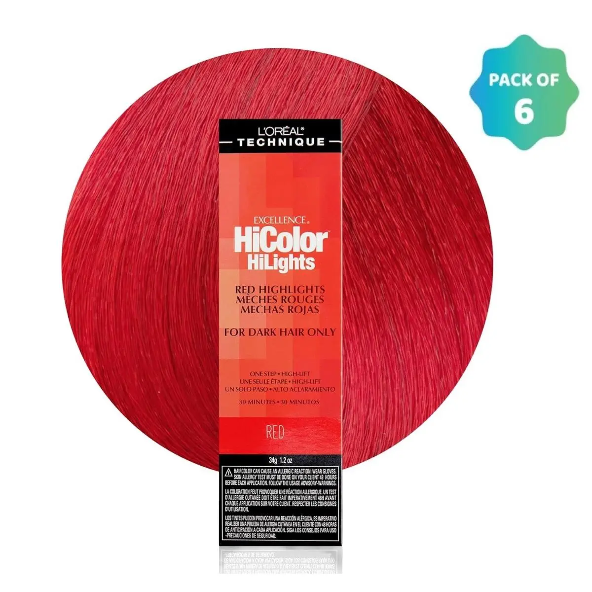 L`oréal 6 Pack L’oreal Hicolor Permanent Hair Color For Dark Hair Only Red