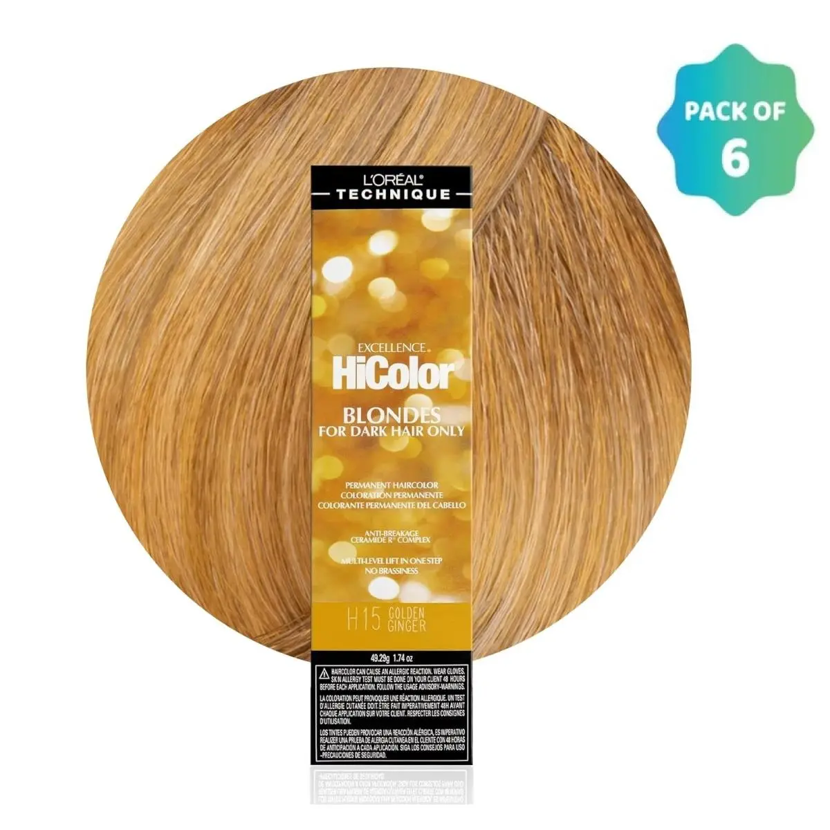 L`oréal 6 Pack L’oreal Hicolor Permanent Hair Color For Dark Hair H15 Golden Ginger