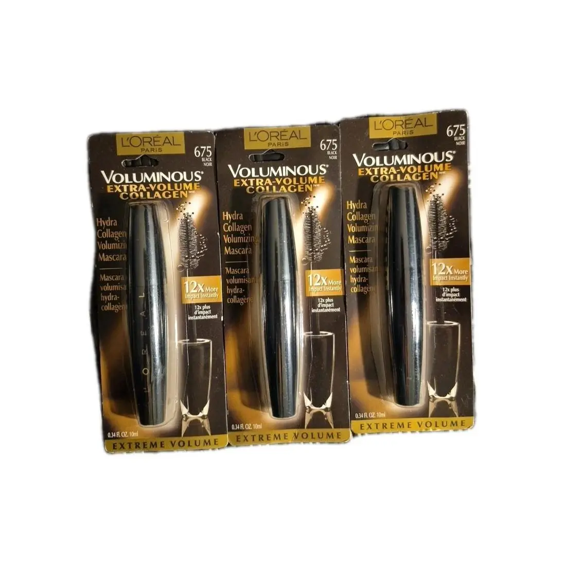 Loreal Voluminous Extra Volume Collagen Mascara 675 Black x3 by L'Oréal