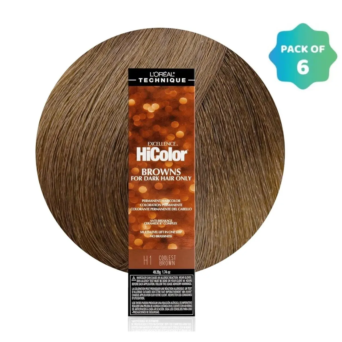 L`oréal 6 Pack L’oreal Hicolor Permanent Hair Color For Dark Hair H1 Coolest Brown