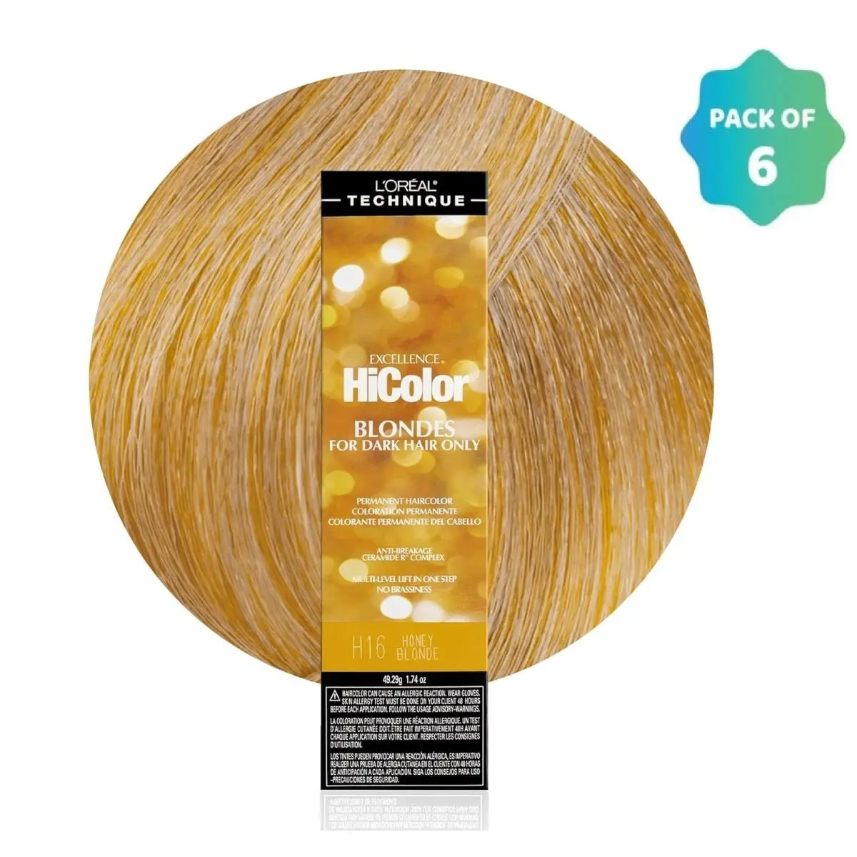 L`oréal 6 Pack L’oreal Hicolor Permanent Hair Color For Dark Hair H16 Honey Blonde