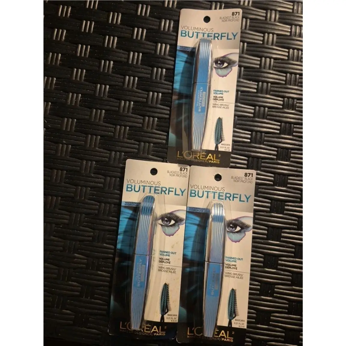 Loreal Voluminous Butterfly Mascara 0.21 fl oz Waterproof 871 Black 3 PK