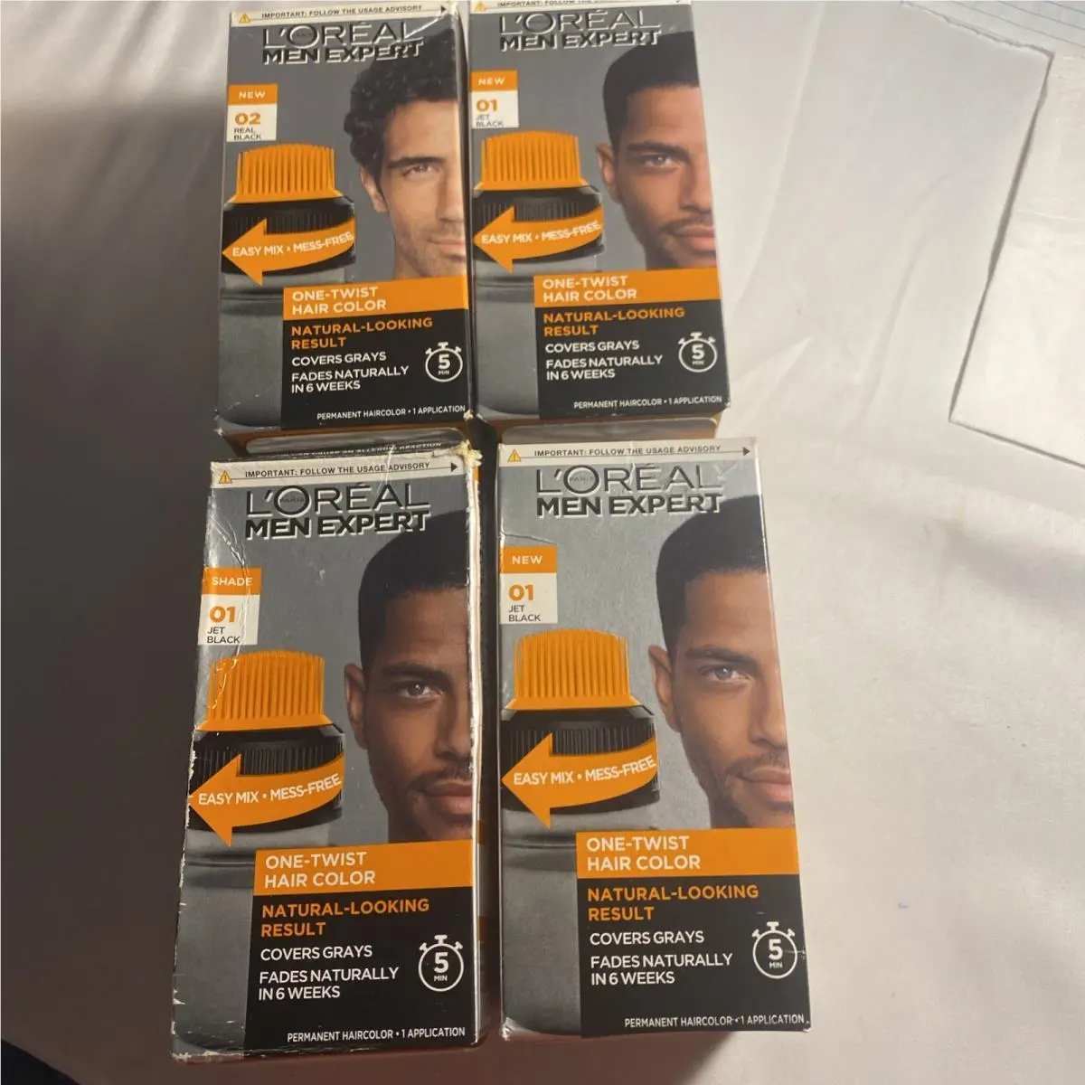 Lot Of 4 L`oreal Men Expert One-twist Hair Color 01 Jet Black