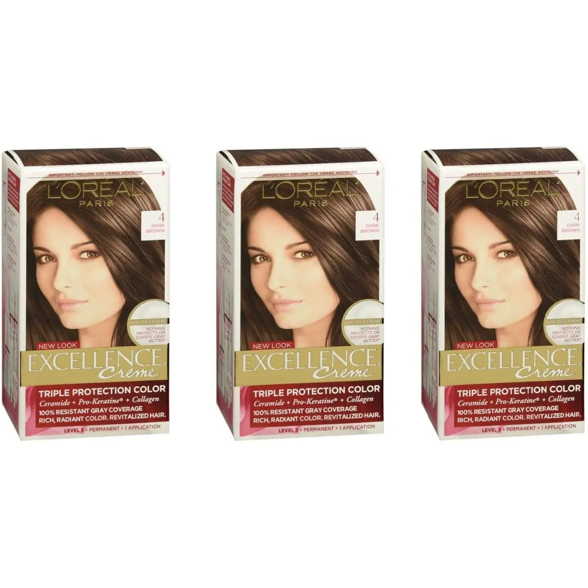 L`oreal Excellence 4 Dark Brown 3 Pack by L'Oréal