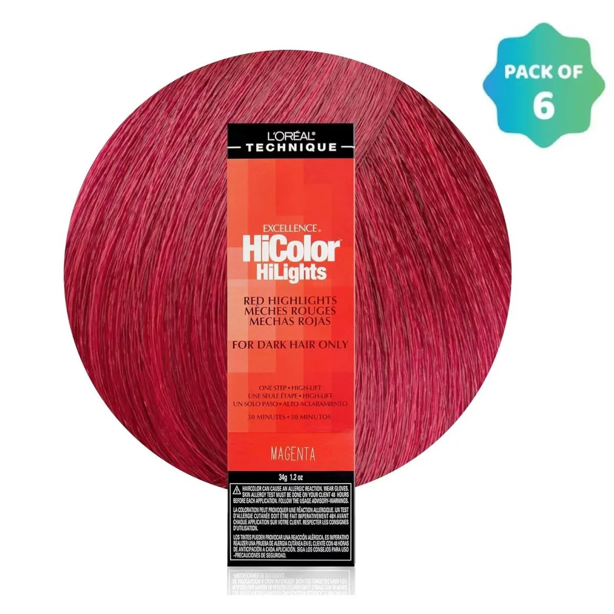 L`oréal 6 Pack L’oreal Hicolor Permanent Hair Color For Dark Hair Only Magenta