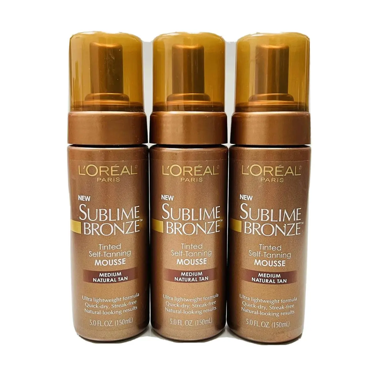3 Loreal Sublime Bronze Tinted Self Tanning Mousse Medium Natural Tan 5oz by L'Oréal