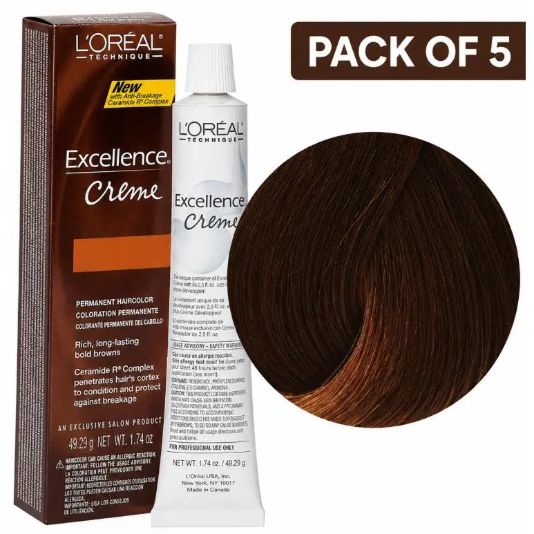 L`oréal L’oreal Excellence Creme Hair Color Permanent Dye Rich Browns 1.74oz Pack OF 5 by L'Oréal