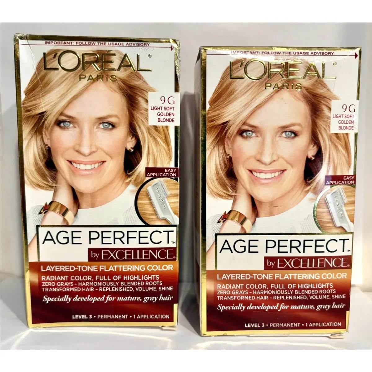 2 x L`oreal Paris Age Perfect Permanent Hair Color 9G Light Soft Golden Blonde