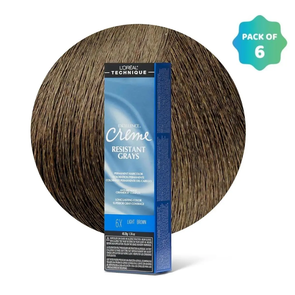 L`oréal 6 Pack L’oreal Excellence Creme Resistant Grays Hair Color 6X Light Brown