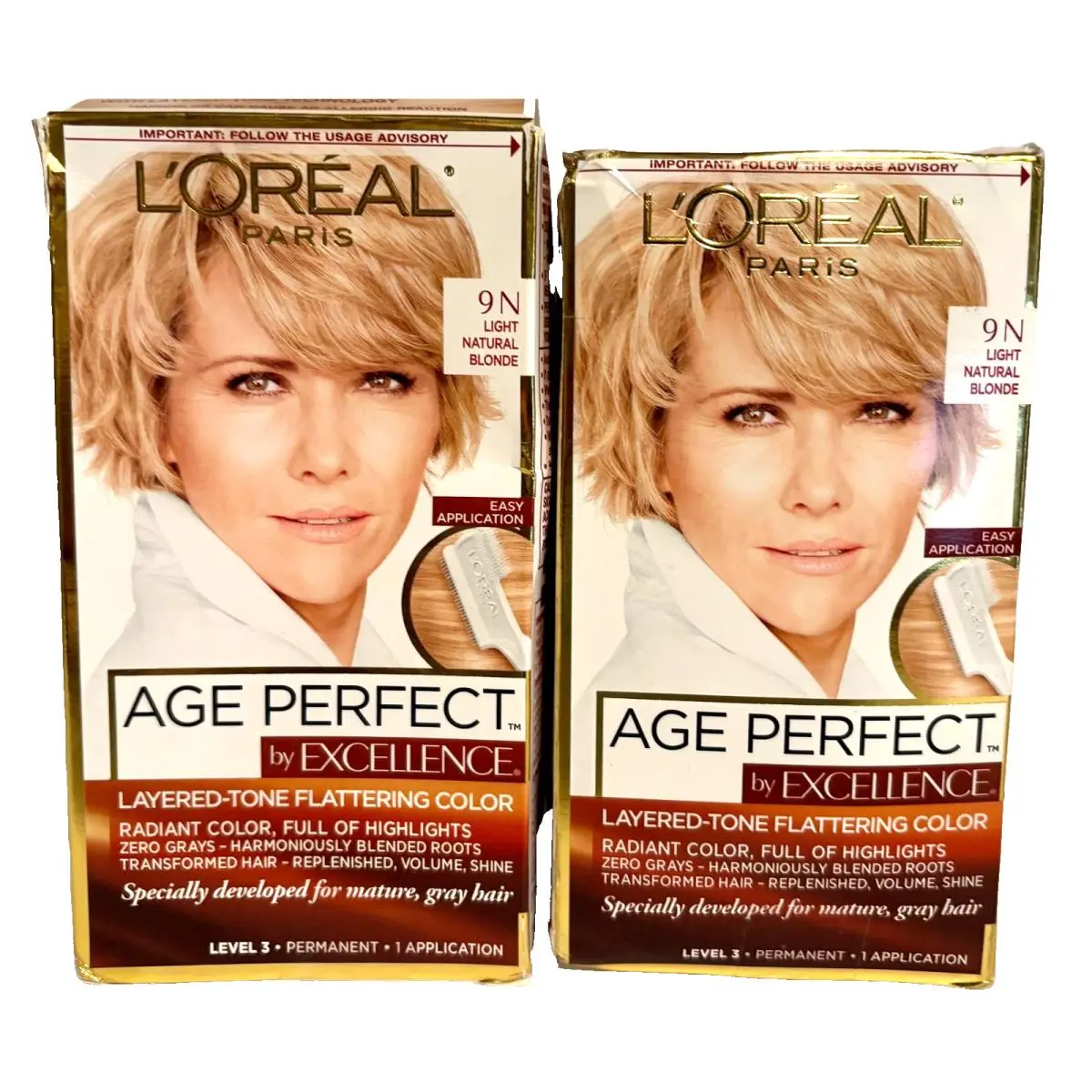 2 x L`oreal Paris Age Perfect Permanent Hair Color 9N Light Natural Blonde by L'Oréal