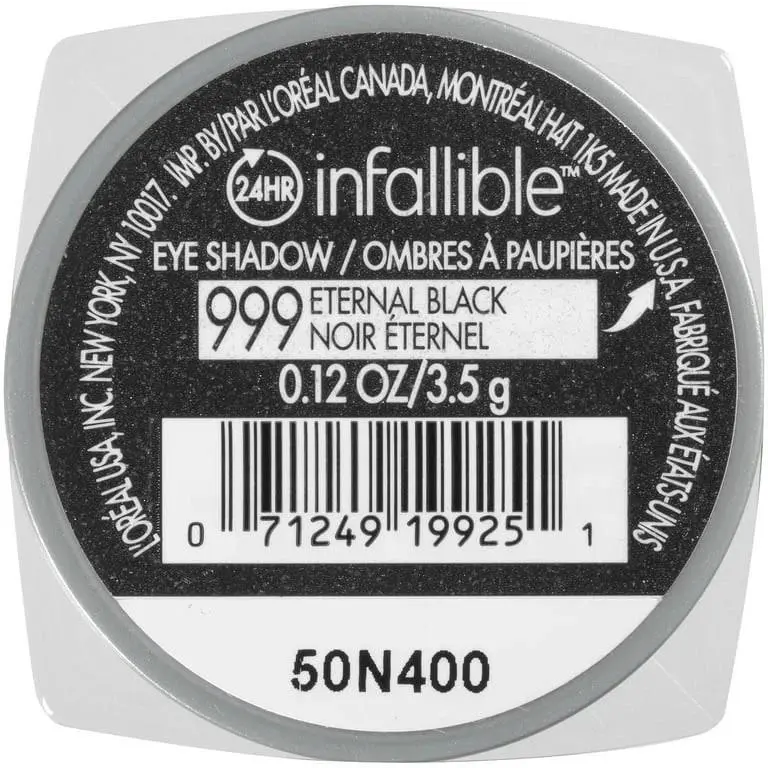 Loreal Infallible 24HR Eye Shadow 999 Eternal Black Shimmer Waterproof