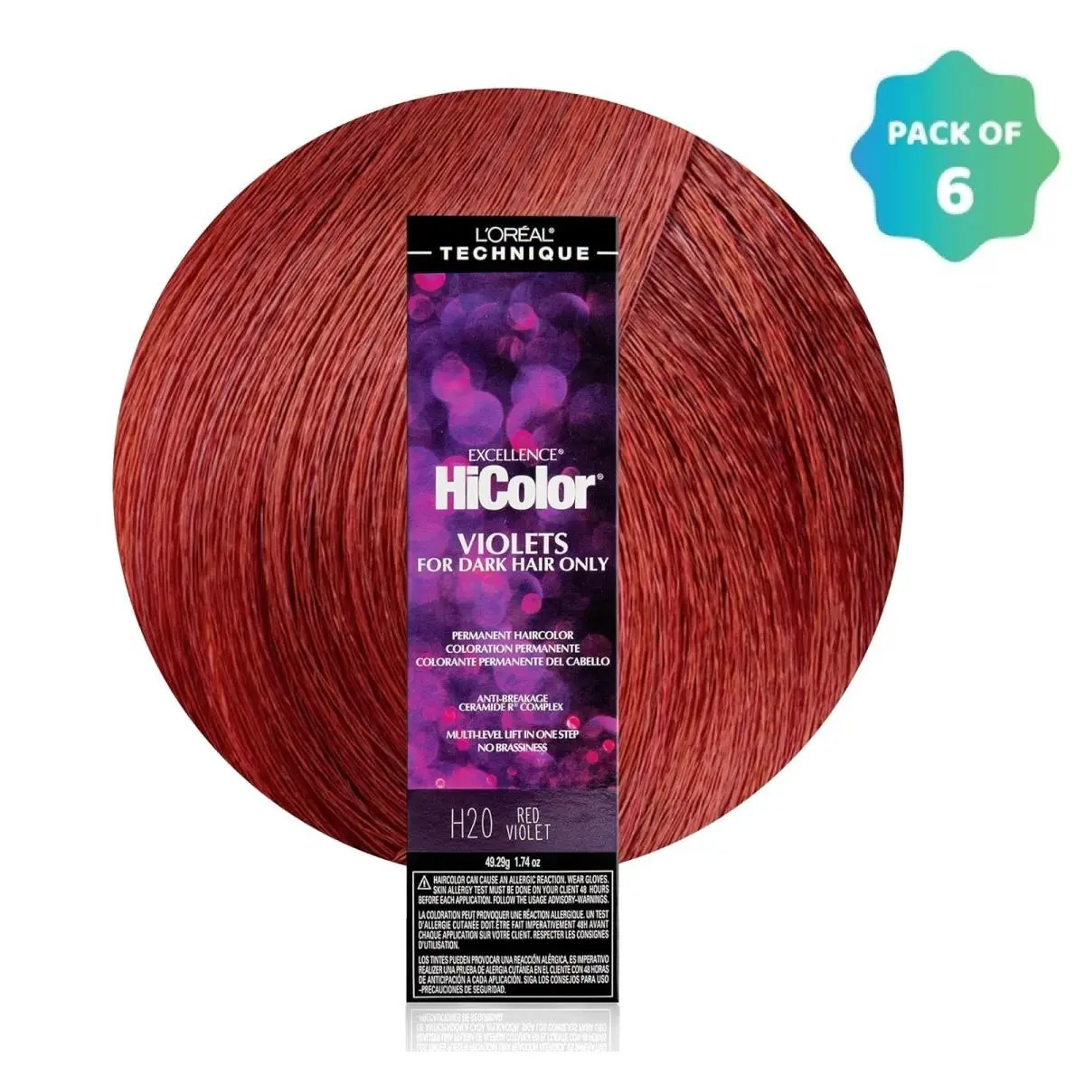 L`oréal 6 Pack L’oreal Hicolor Permanent Hair Color For Dark Hair H20 Red Violet