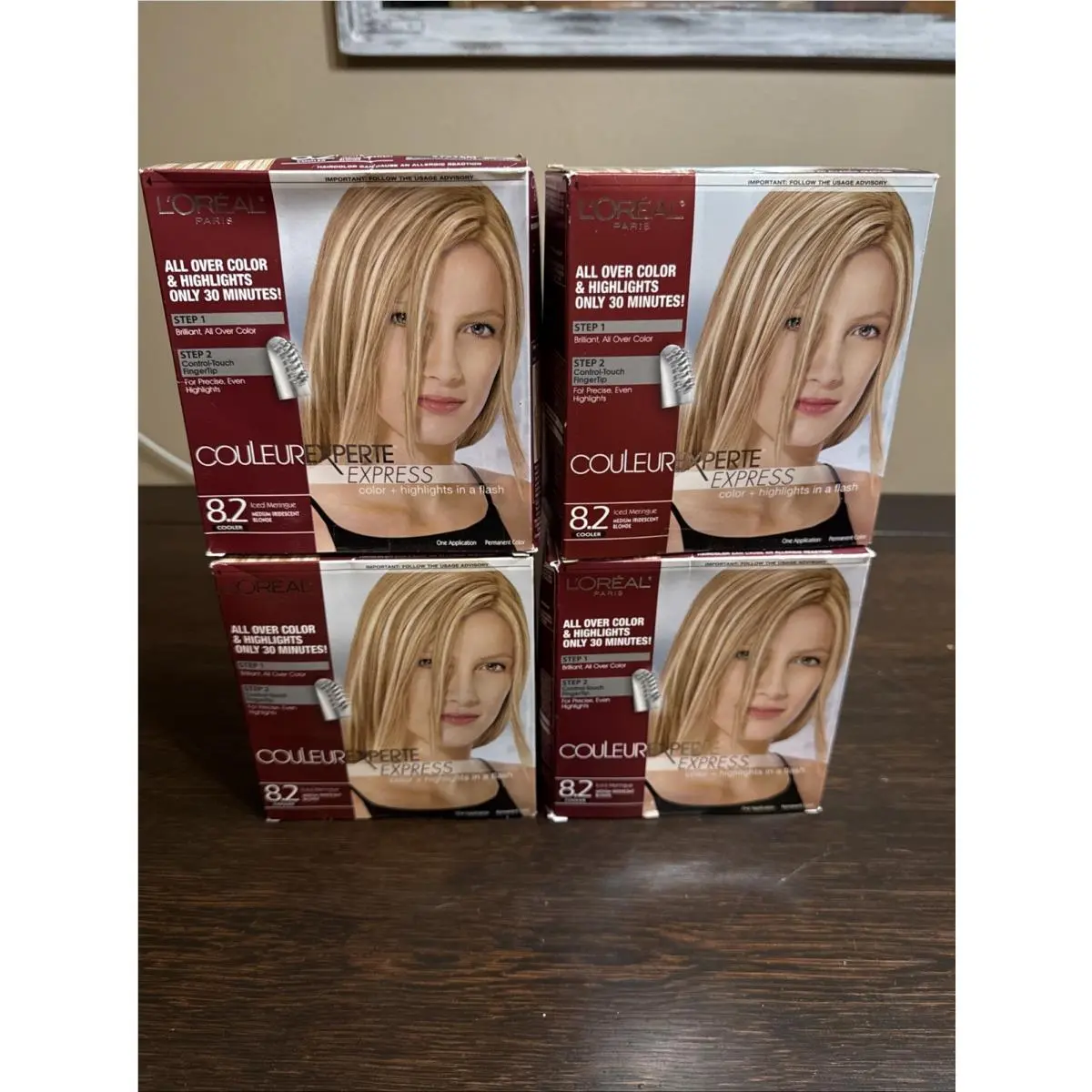 4 Pack L`oreal Paris Couleur Experte Express Hair Color Kit Med Blonde 8.2 Iced
