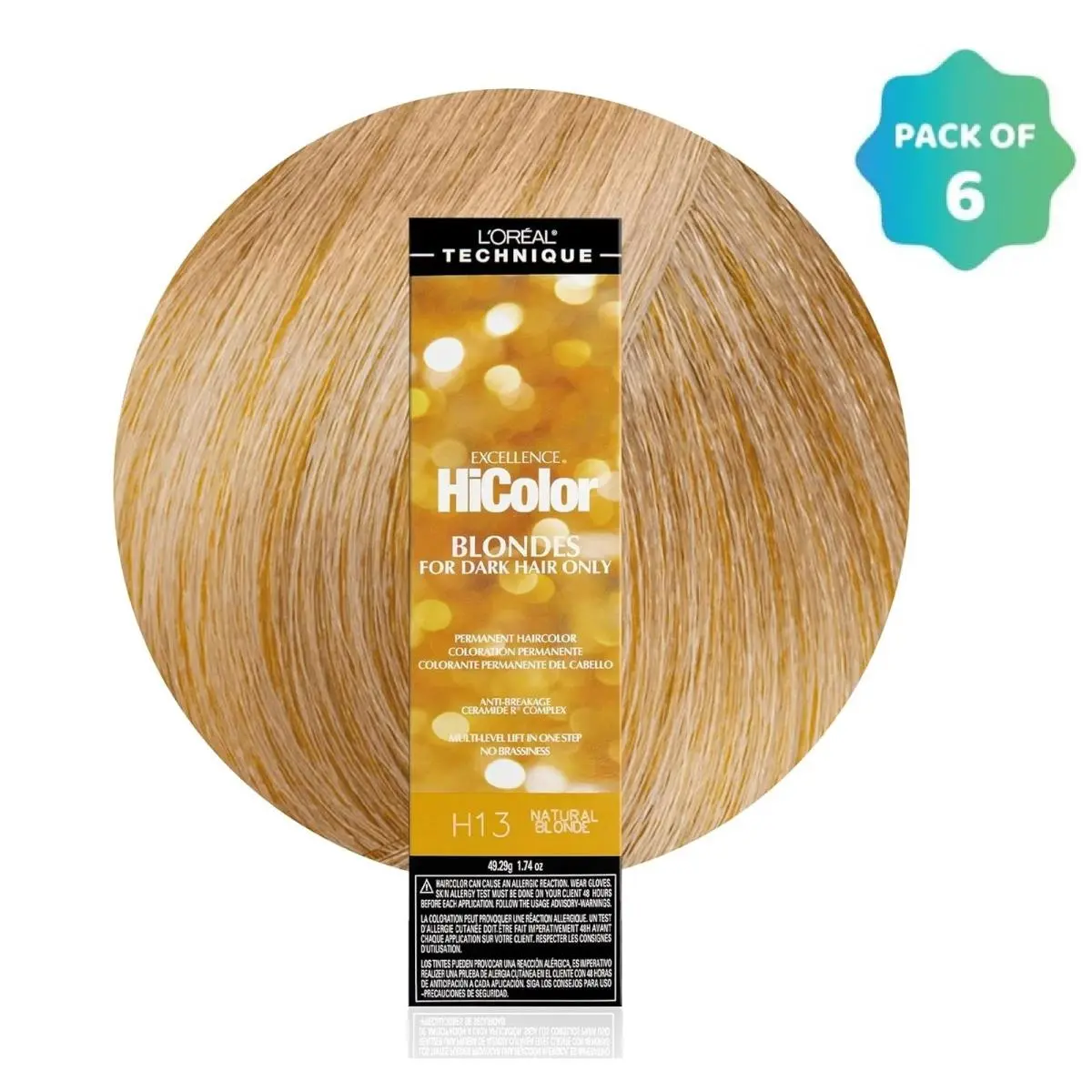 L`oréal 6 Pack L’oreal Hicolor Permanent Hair Color For Dark Hair H13 Natural Blonde