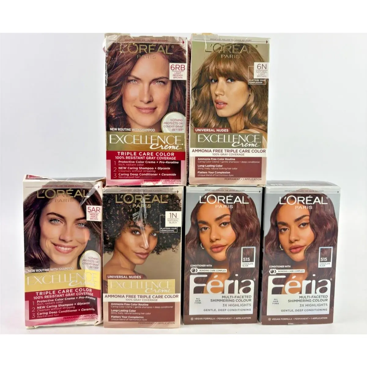 L`oreal Paris Excellence Creme Feria Hair Dye Variety Lot OF 6