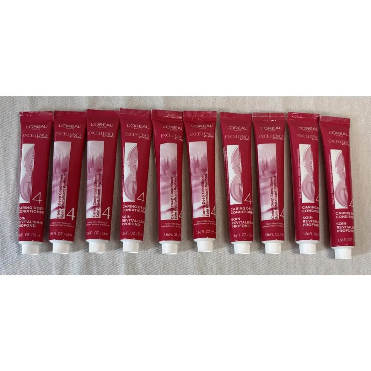 Lot of 10 Tubes L`oreal Excellence 4 Creme Caring Deep Conditioner 1.86 oz Each