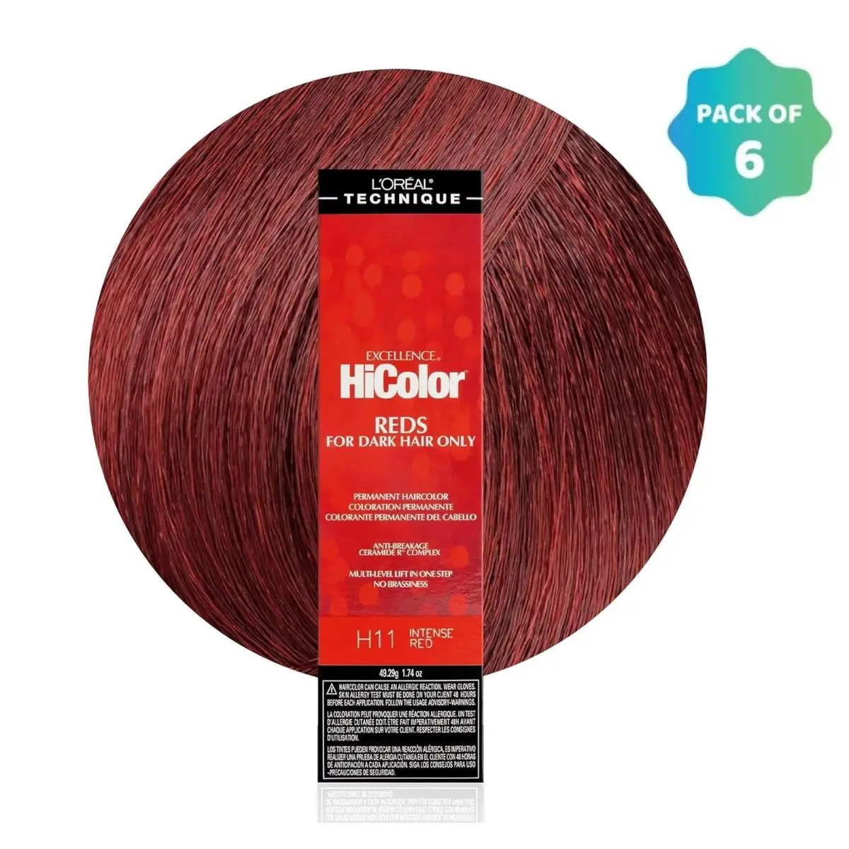 L`oréal 6 Pack L’oreal Hicolor Permanent Hair Color For Dark Hair H11 Intense Red
