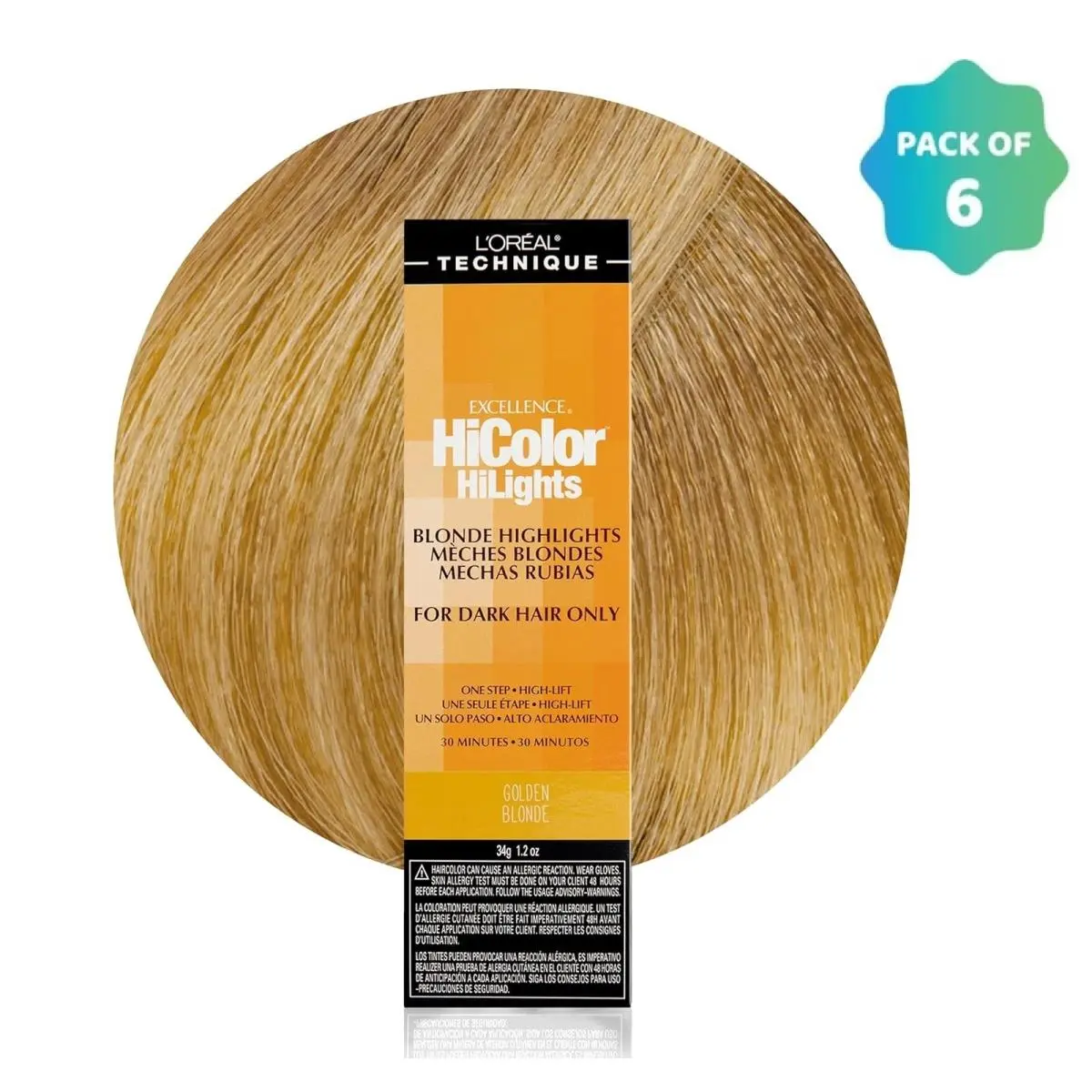 L`oréal 6 Pack L’oreal Hicolor Permanent Hair Color For Dark Hair Golden Blonde