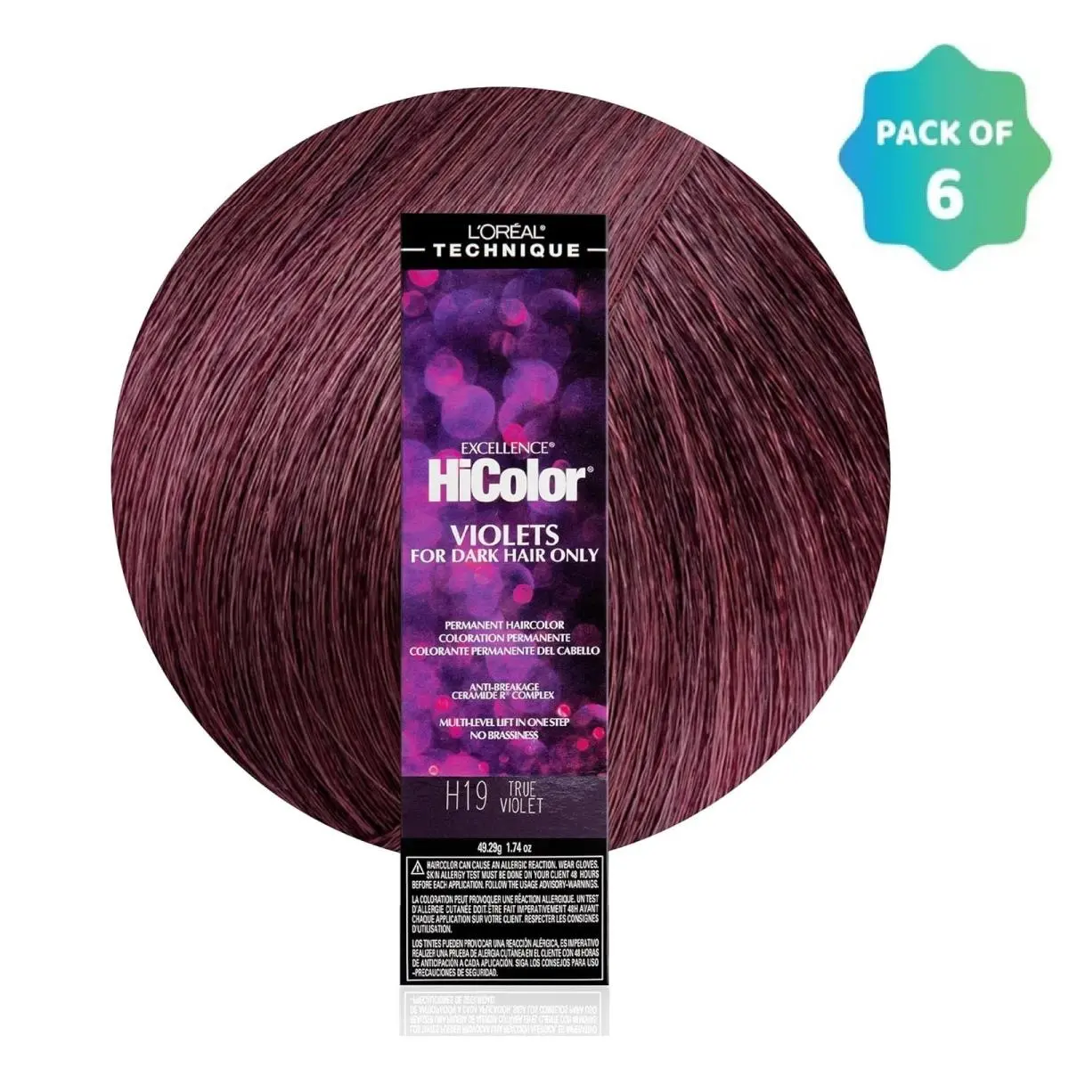 L`oréal 6 Pack L’oreal Hicolor Permanent Hair Color For Dark Hair H19 True Violet
