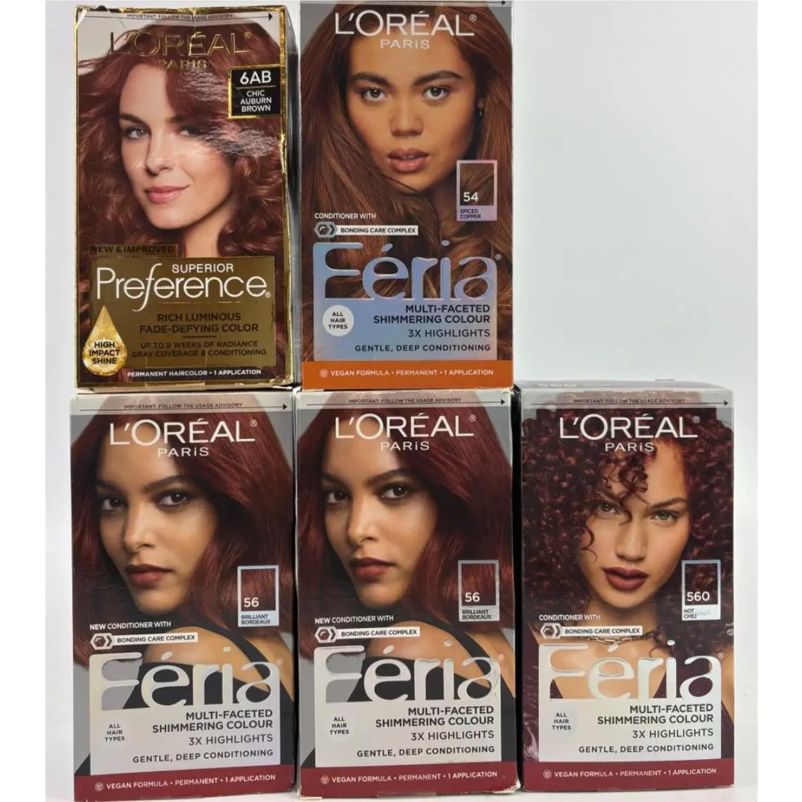 L`oreal Paris Superior Feria Hair Dye Variety Lot OF 5