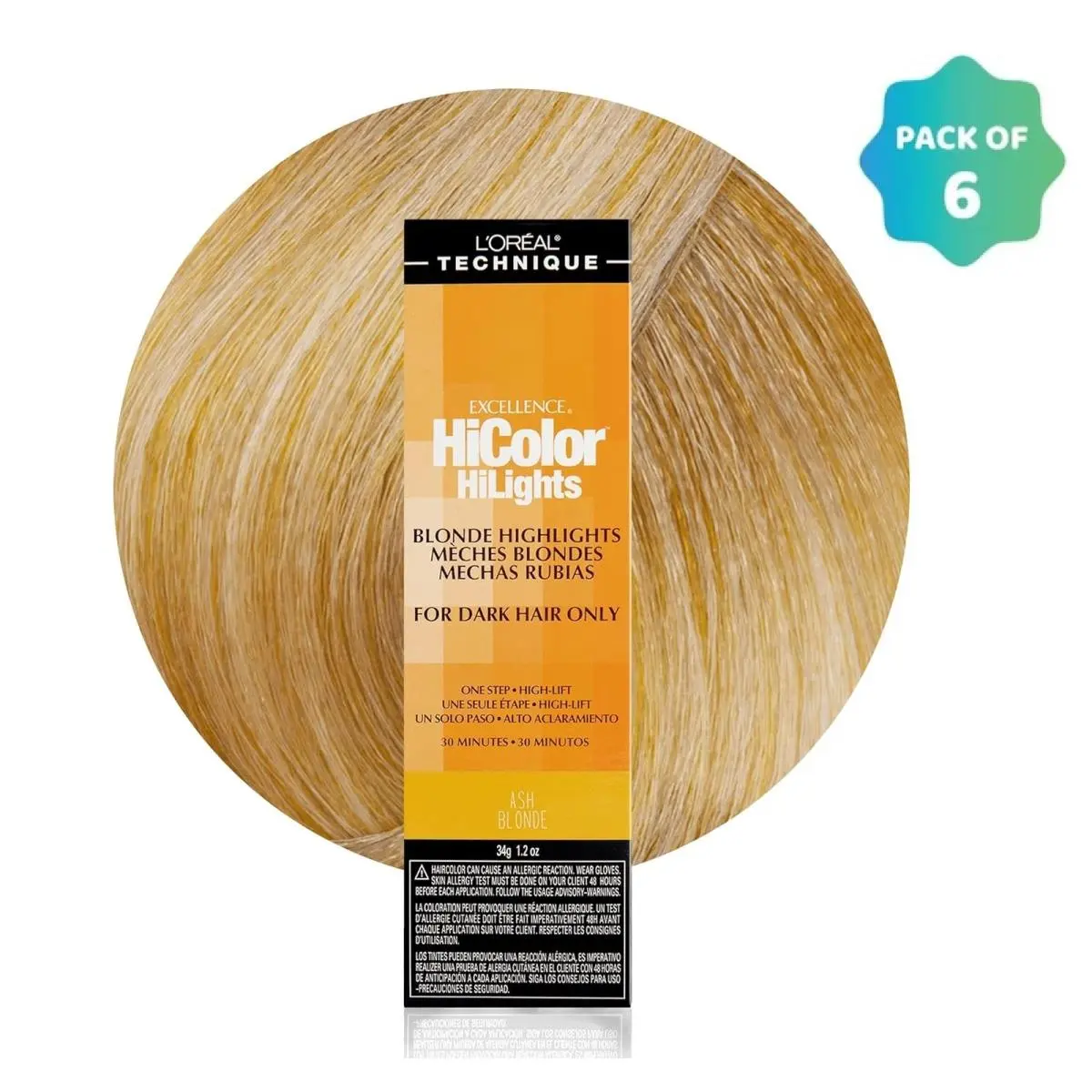 L`oréal 6 Pack L’oreal Hicolor Permanent Hair Color For Dark Hair Only Ash Blonde