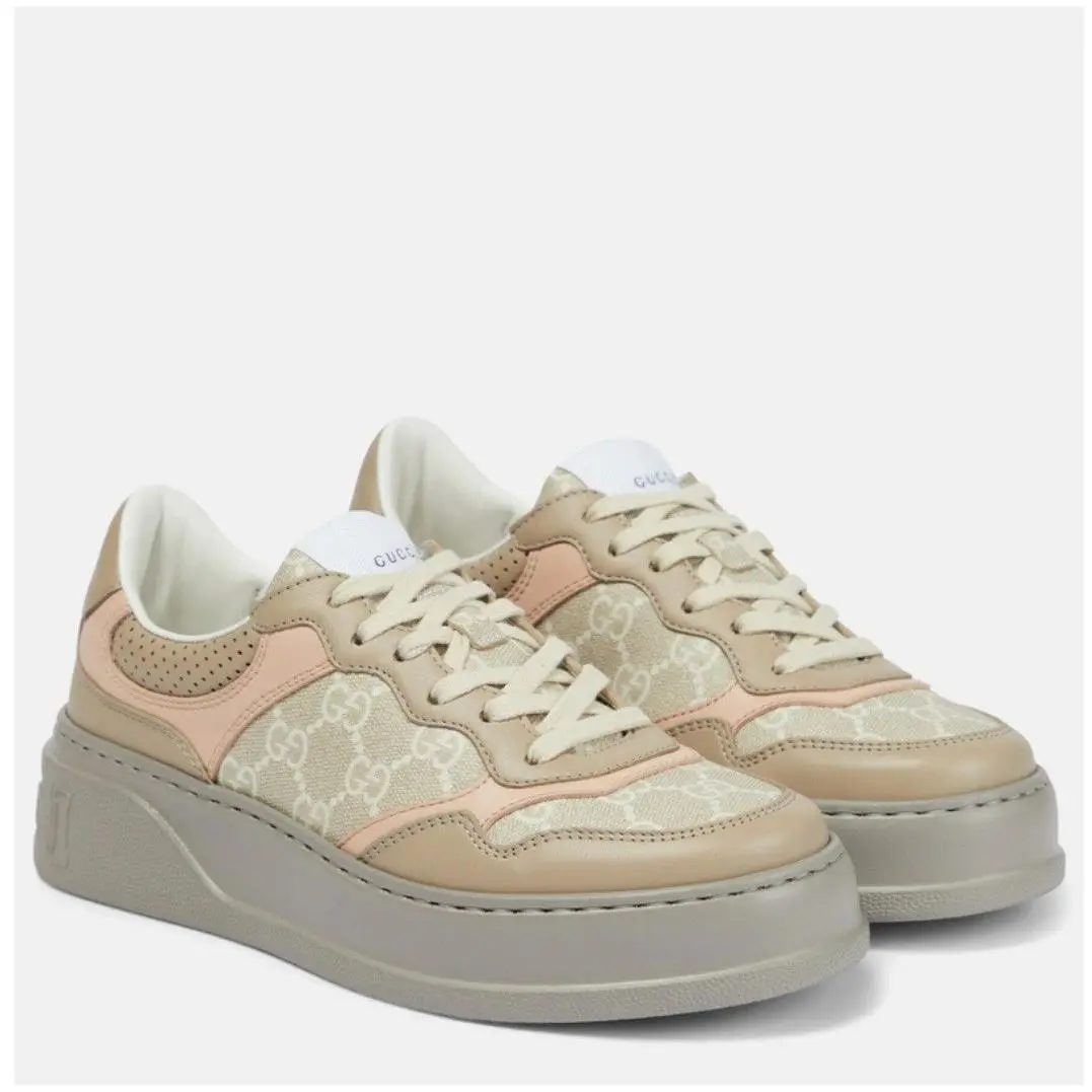 GG Chunky B Sneakers Grey GG Leather Men US 8.5/EU 41.5 by Gucci