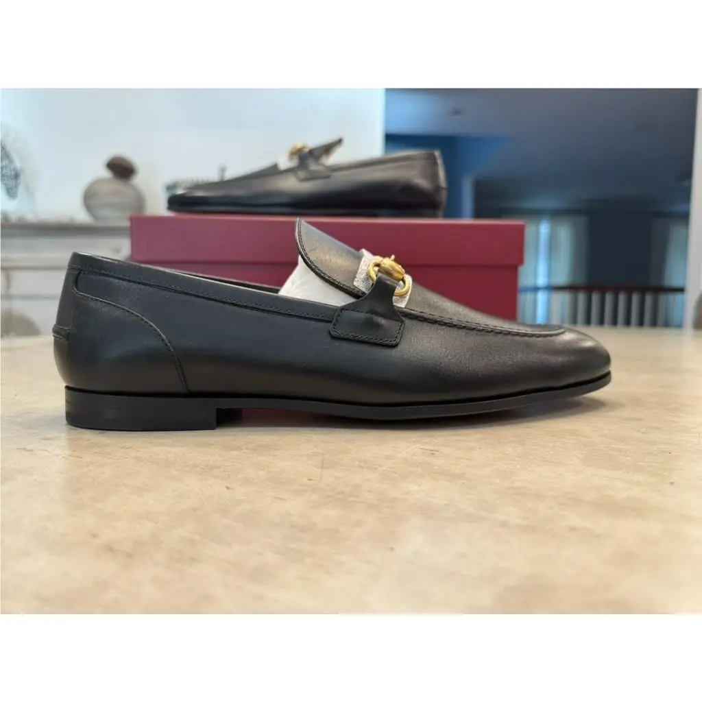Jordaan Men`s Black Leather Horsebit Loafers UK 8.5/US 9.5 by Gucci