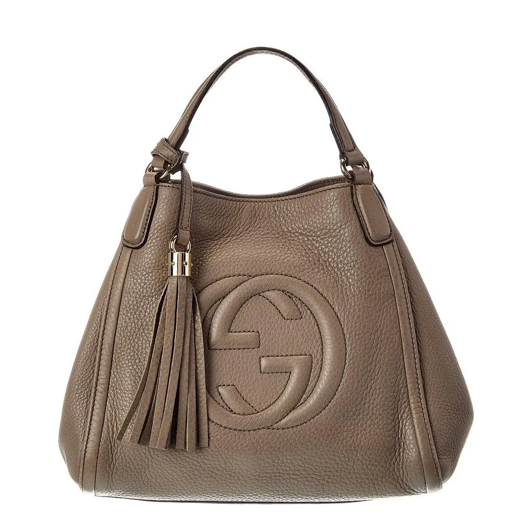 Gray Lambskin Leather Soho Tote Pre-loved Women`s by Gucci