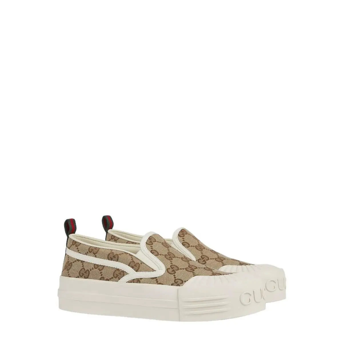 Gucci Julia Beige GG Logo Slip On Platform Sneakers Size 37