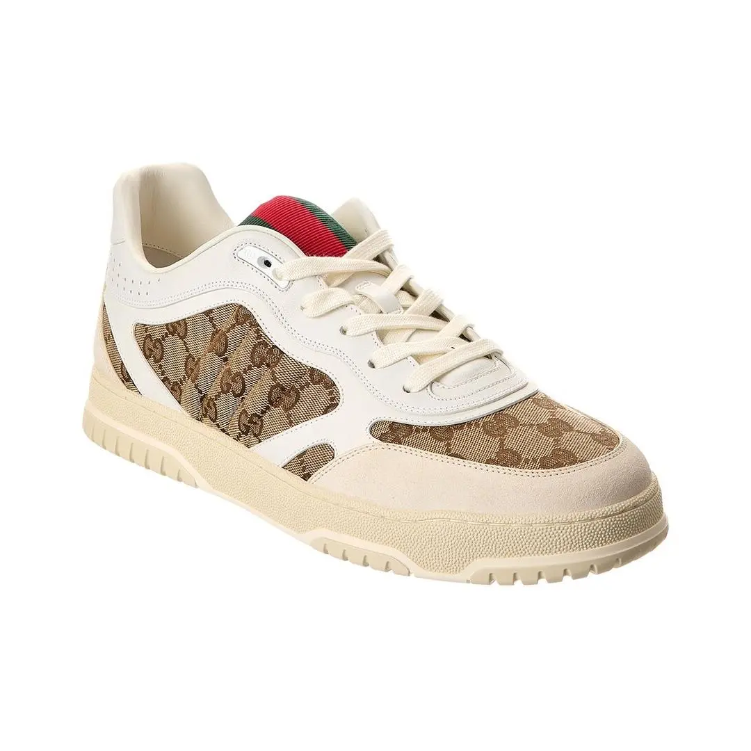 Gucci Re-web Gg Canvas Leather Sneaker Men`s White 8.5