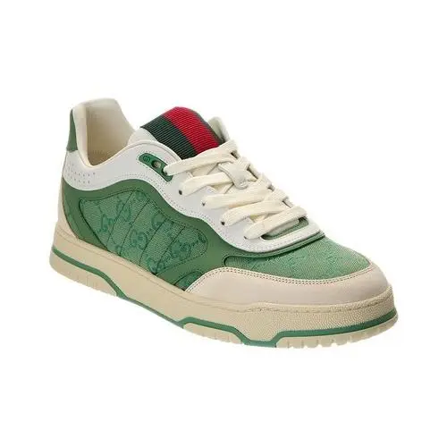 Gucci Re-web Gg Green Canvas Leather Sneakers Men`s Size 6 UK