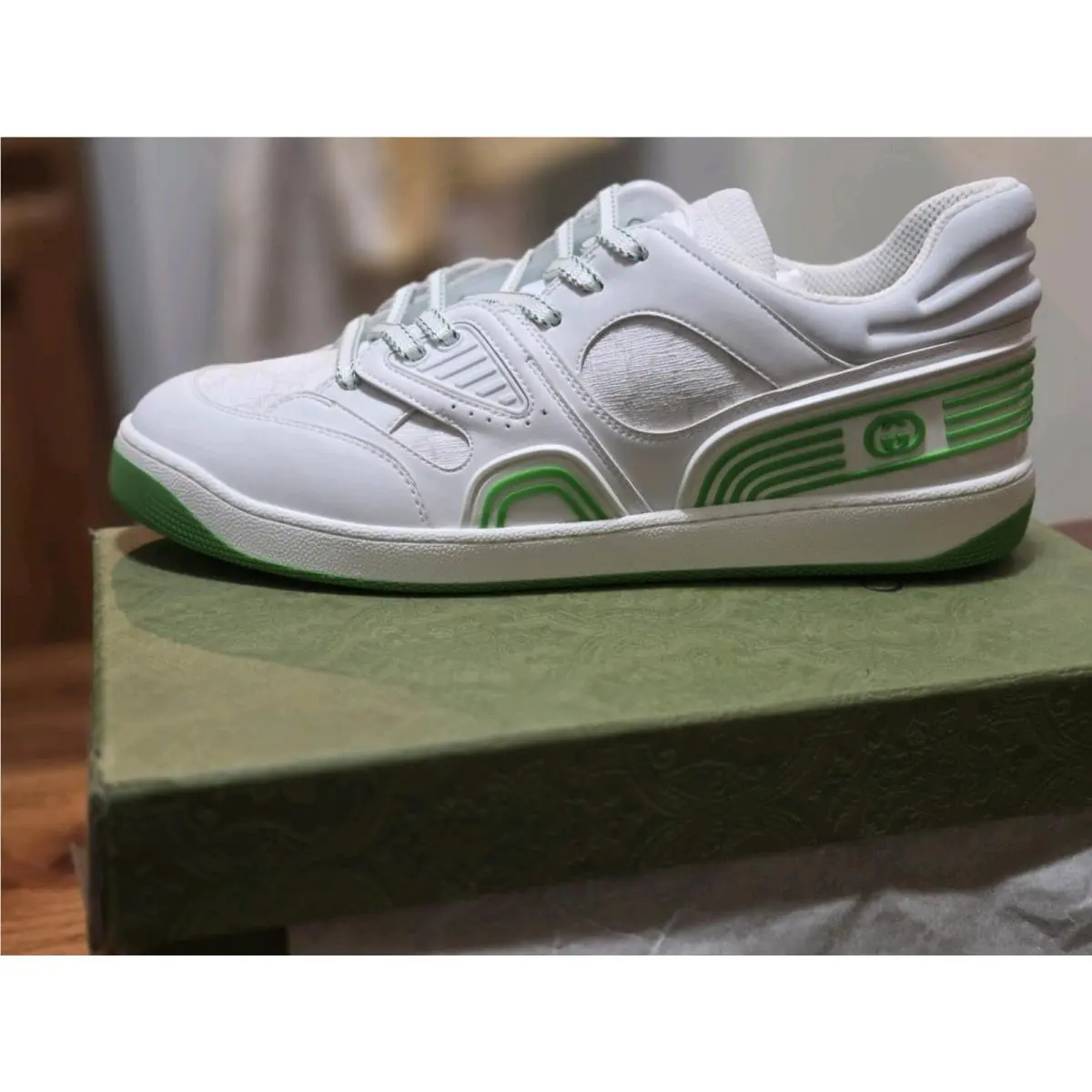 Gucci Demetra GG Low Top Sneakers White Green Men’s US 9 EU 42