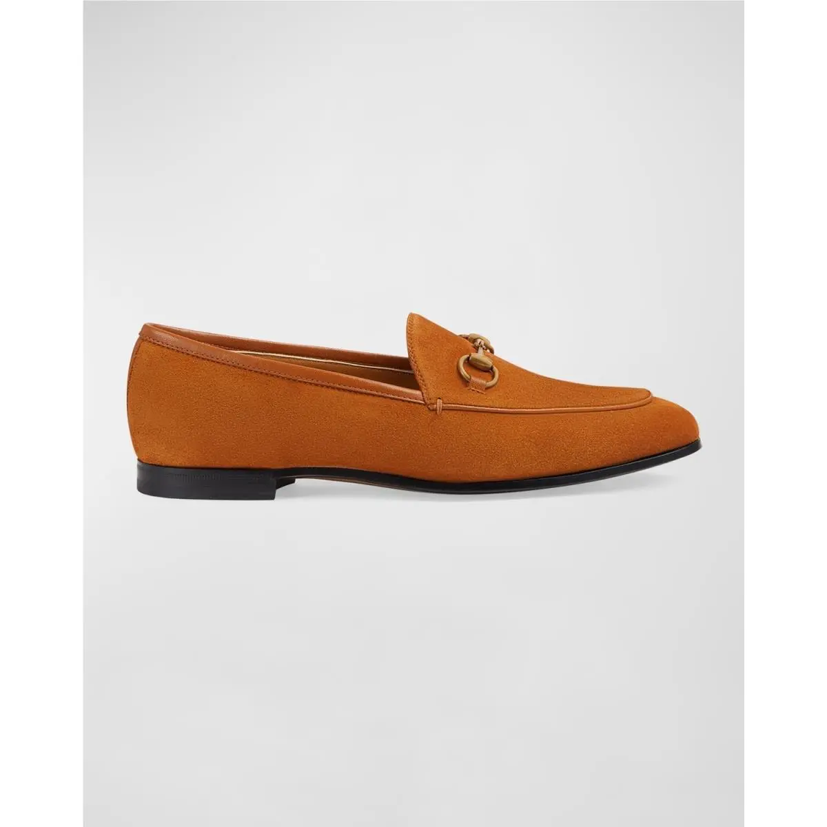 Suede Goldtone Horsebit Flat Heel Loafers Women`s 35EU/5US Giallo Oro by Gucci