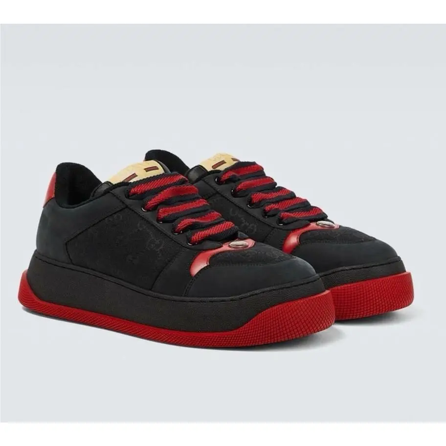 Men Screener GG Sneakers Black Red Shoes US 12.5/EU 45.5 Retail by Gucci