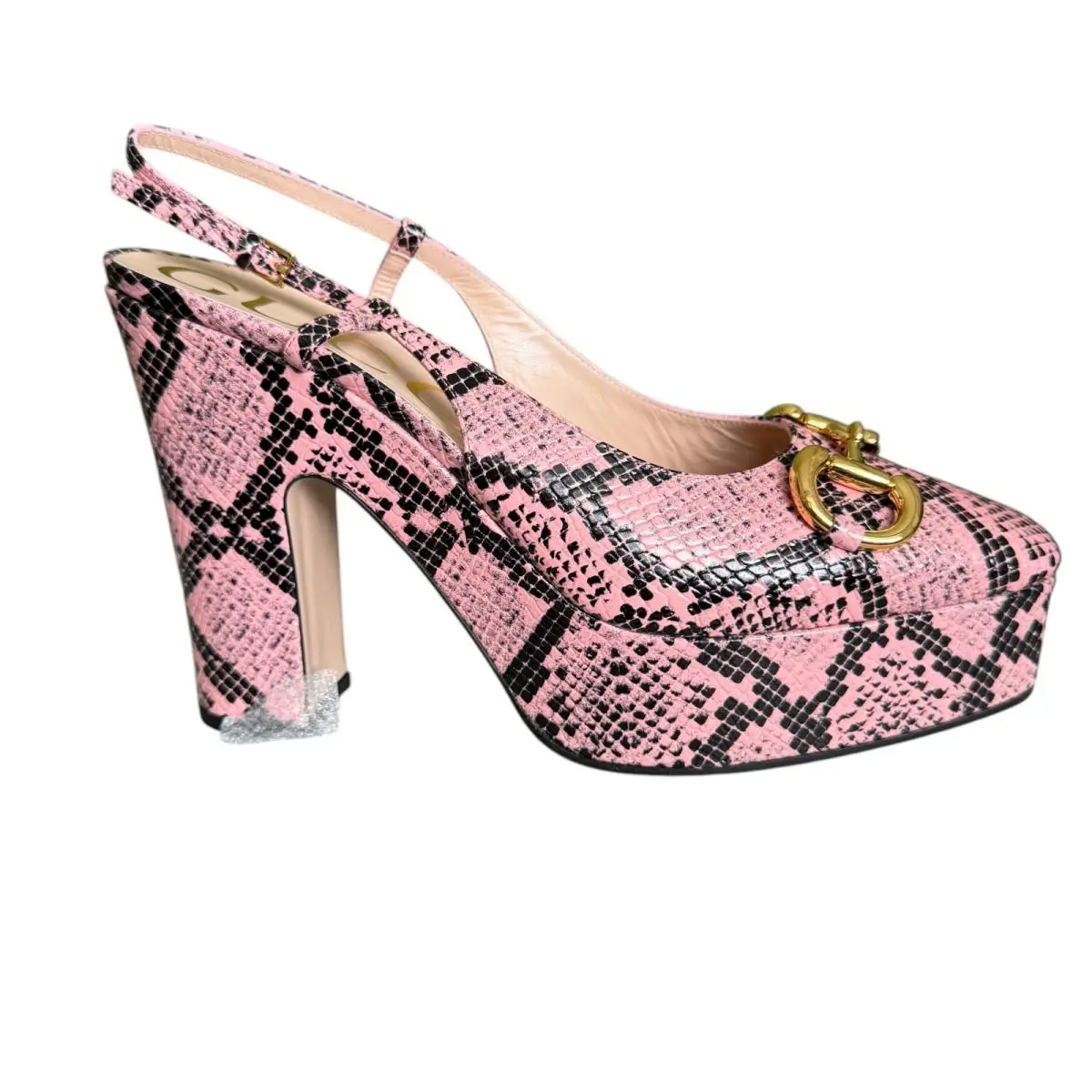 Horsebit Platform Python Print Leather High Heel Pumps 723837  37+ by Gucci