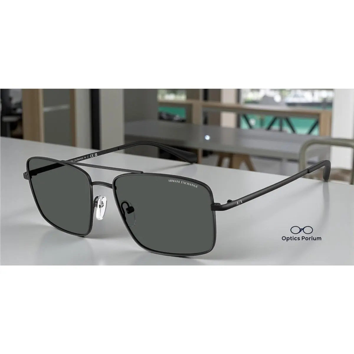 Armani Exchange AX2054S 600087 Matte Black Dark Grey 57 mm Men`s Sunglasses