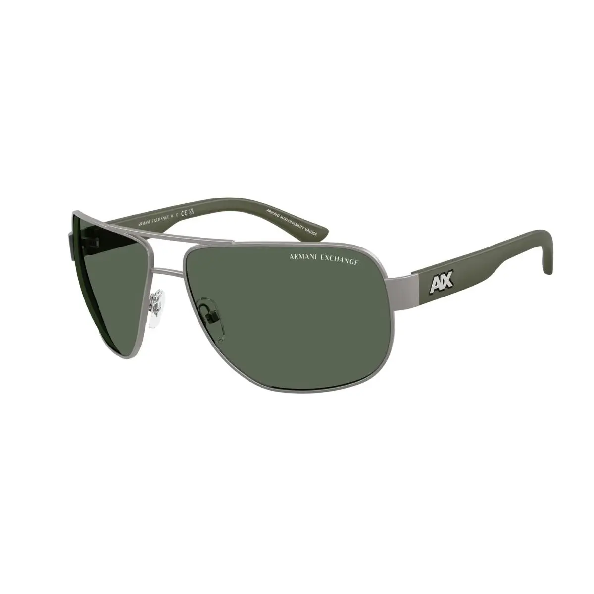 AX2012S 600371 Matte Gunmetal Dark Green 62 mm Men`s Sunglasses by Armani Exchange