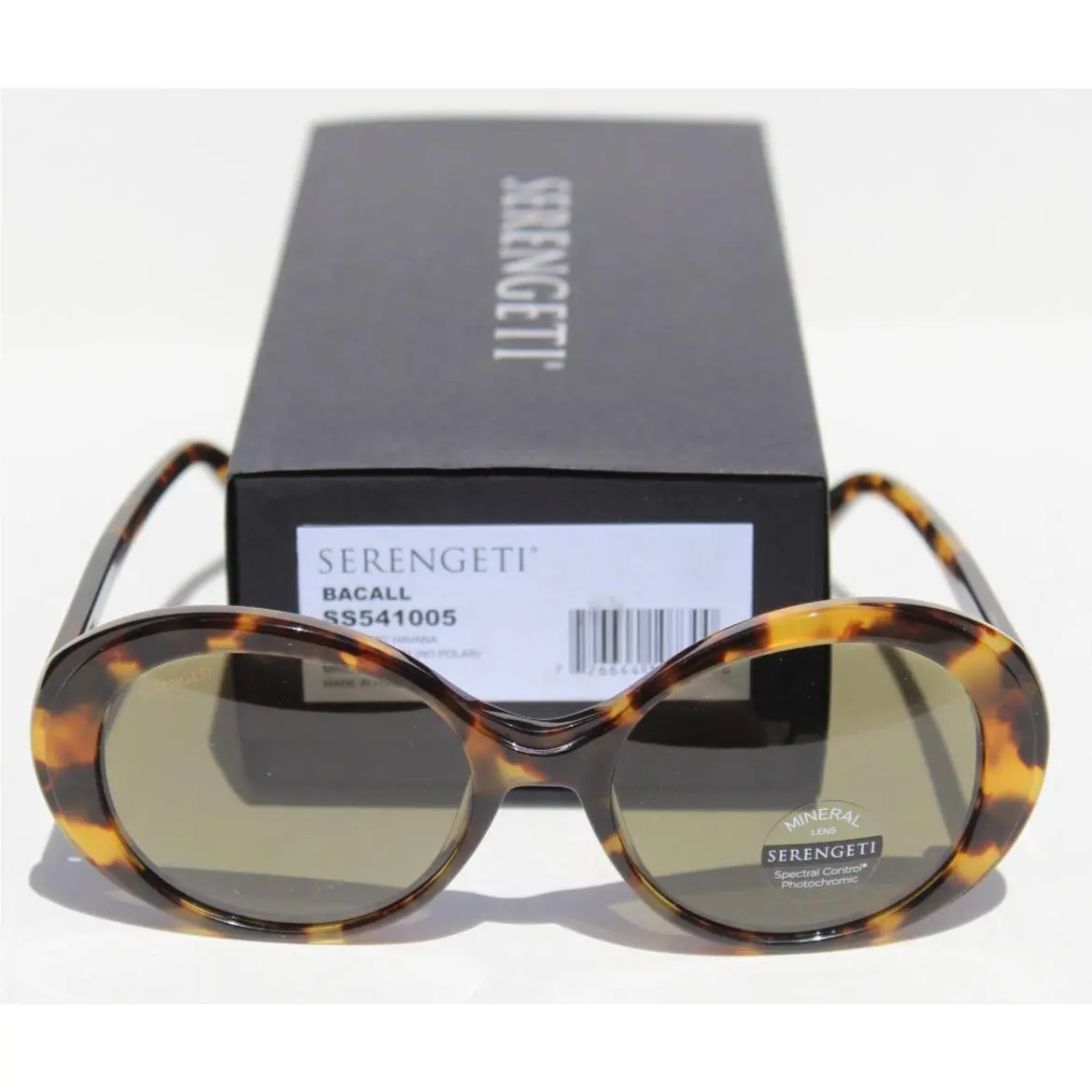 Serengeti Bacall Sunglasses Shiny Tortoise Havana/555nm Mineral Italy SS541005