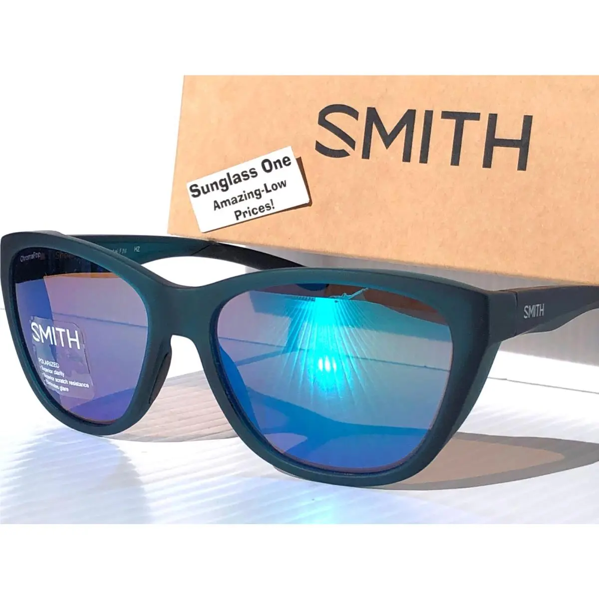 Smith Optics Shoal Matte Pacific Crystal Polarized Opal Mirror Glass Sunglass