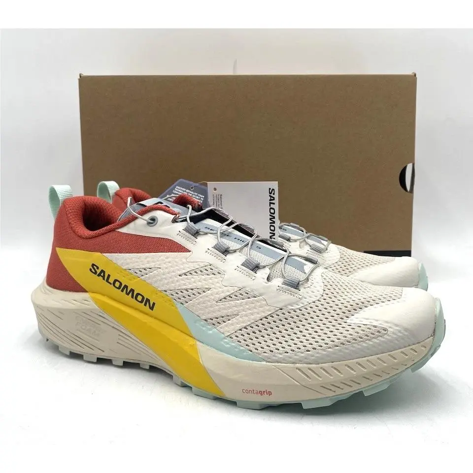 Salomon Sense Ride 5 Men`s Athletic Shoes Rainy Day/hot Sauce Multi Sizes