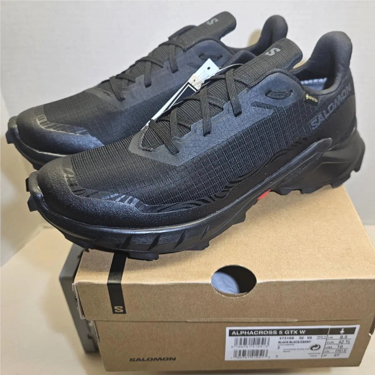 Salomon shoes - Salomon ALPHACROSS 5 GTX - ALPHACROSS GTX - 473109 - Black/Black Ebony 1