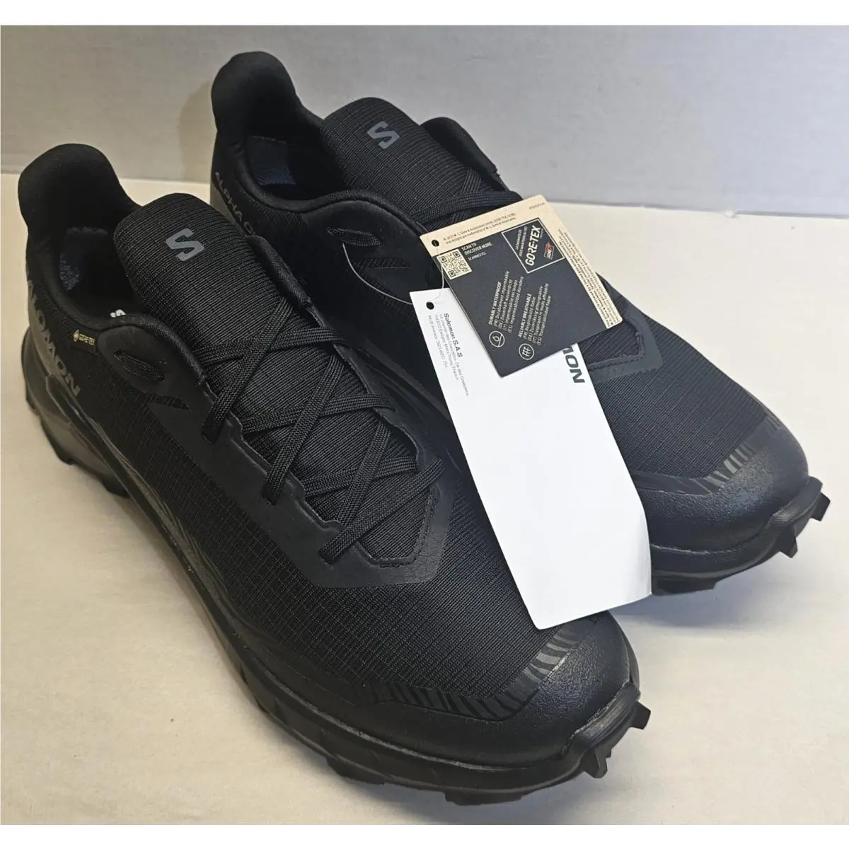 Salomon shoes - Salomon ALPHACROSS 5 GTX - ALPHACROSS GTX - 473109 - Black/Black Ebony 6