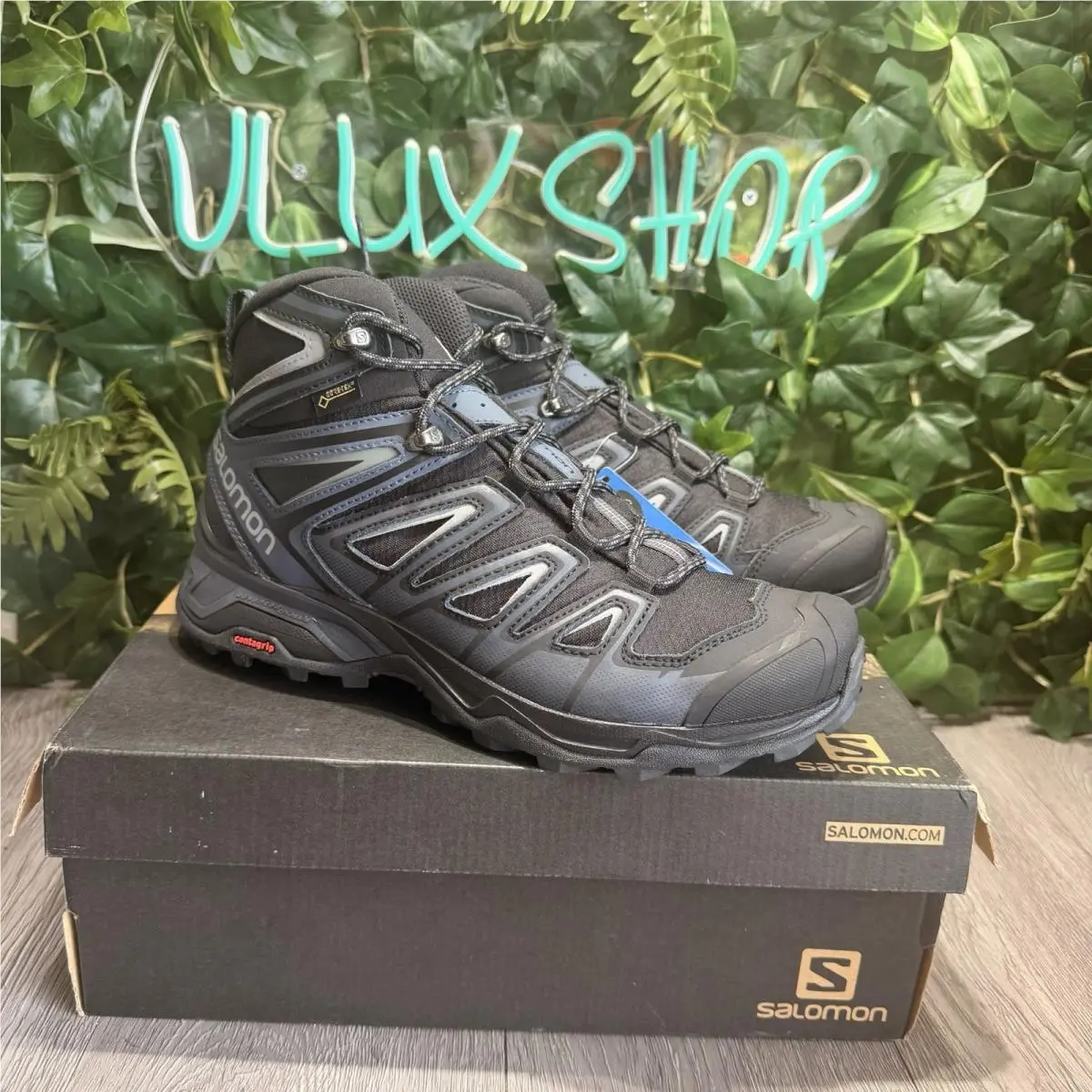 Men`s Salomon X Ultra Mid Gtx Shoes Black Trail Hiking Sneakers 398674 7.5
