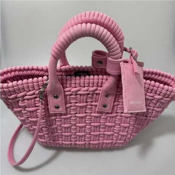 Balenciaga XS Bistro Basket Tote Bag Pink
