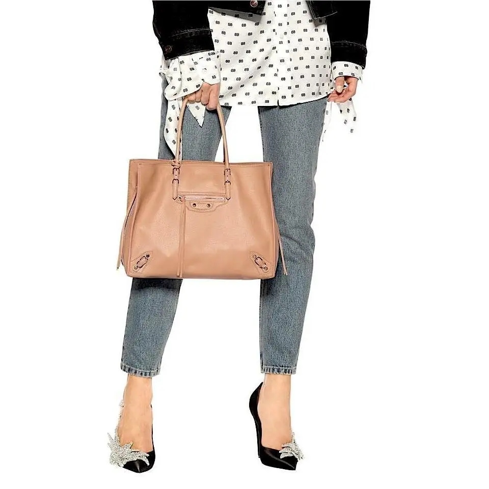 Balenciaga Medium Papier Leather B4 AJ Zip Around Rose Tote