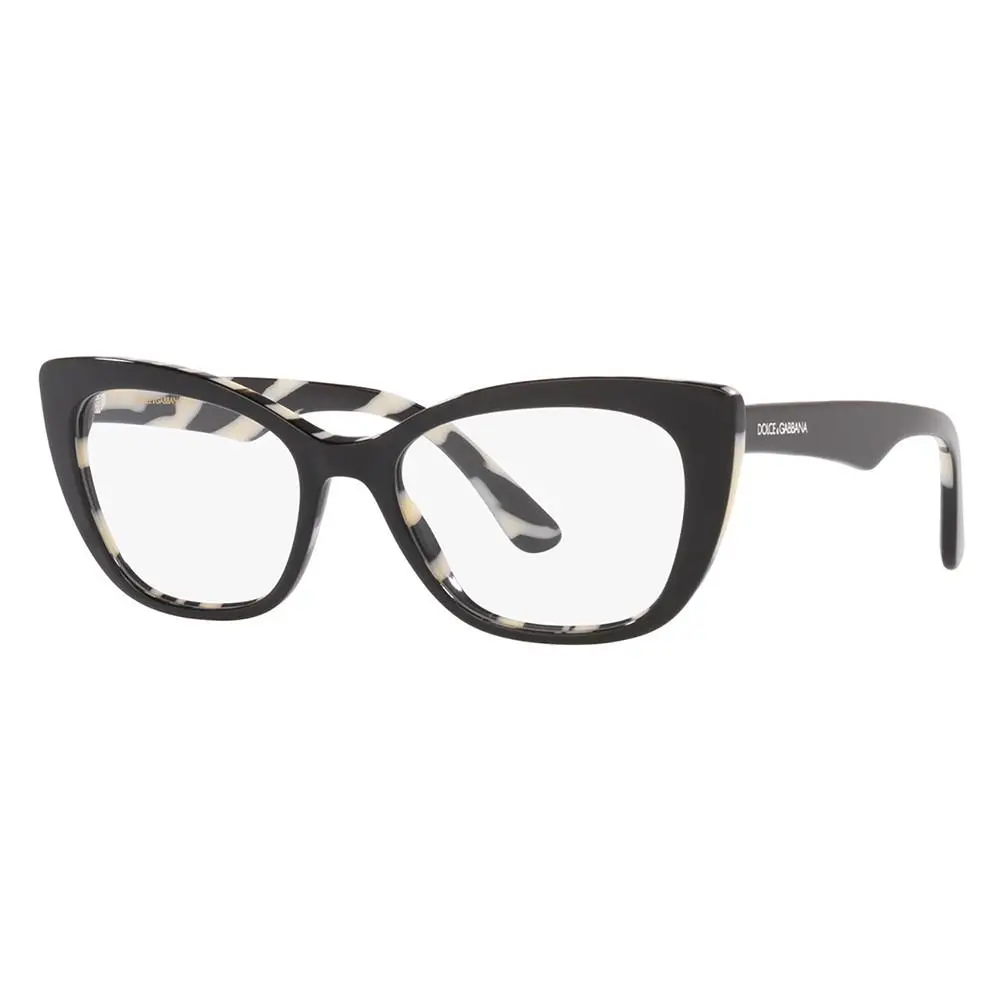 Dolce Gabbana DG 3360 3372 Top Black on Zebra Plastic Cat-eye Eyeglasses 52mm by Dolce & Gabbana