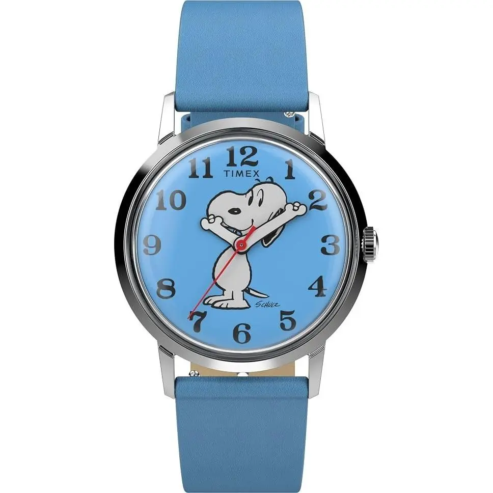 Men`s Watch Marlin x Peanuts Snoopy Blue Dial Leather Strap TW2W794000Q by Timex