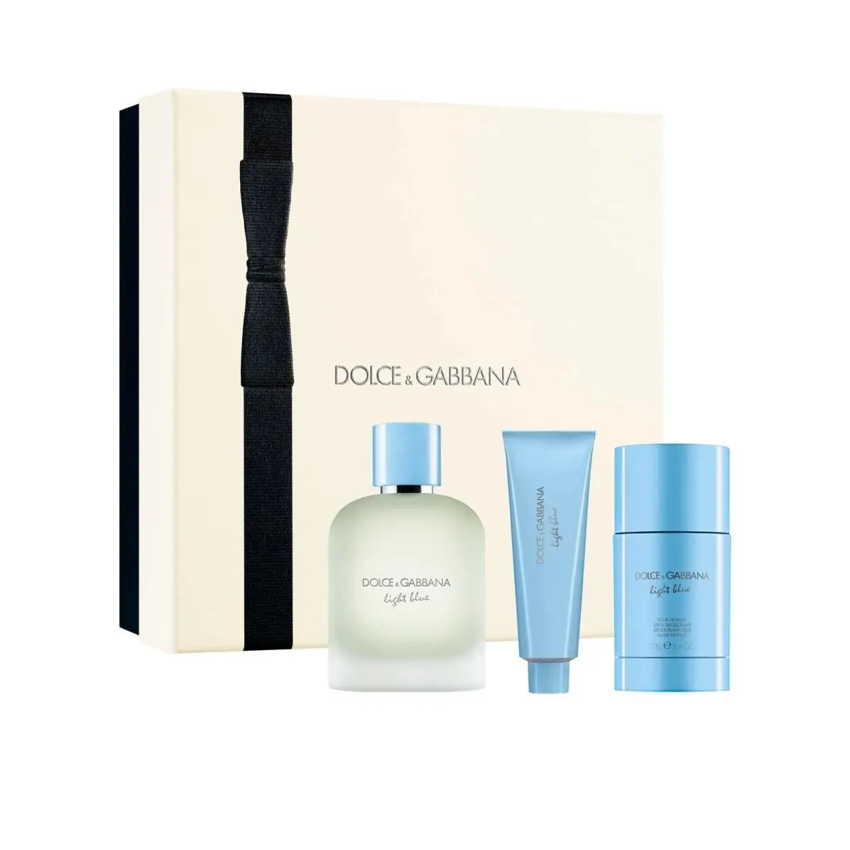 Dolce Gabbana Light Blue Men 3 Pc Set Edt 3.3 Oz Spray 1.6 Oz Shower Gel Deo